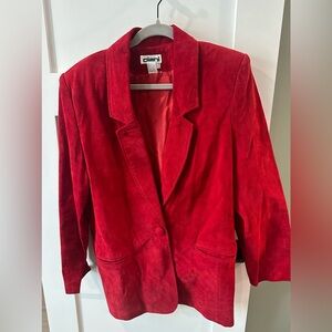 Diani Red Suede Leather Blazer Jacket Size Large Vintage